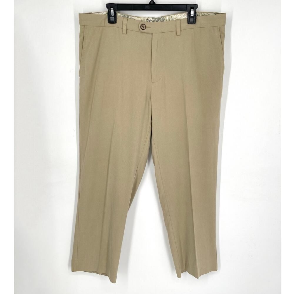Tommy Bahama Silk Cotton Pants Mens Sz 36x30 Tan Khaki Preppy Work Straight